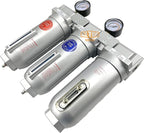 3/4" NPT SUPER DUTY Industrial Grade 3 Stages Filter Coalescing Desiccant Dryer System For Compressed Air Lines, Metal Bowls, Great For Paint Spray And Plasma Cutter (MANUAL DRAIN)