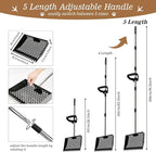 12-Inch Heavy Duty Chicken Poop Scooper & Rake 2-in-1 with 36-77" Adjustable Stainless Steel Handle Ergonomic Metal Sifting Shovel for Chicken Coop, Goat Stall,Animals House Cleaning