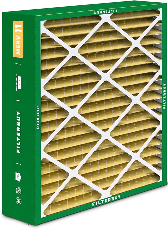 Filterbuy 21x24.5x5 Air Filter MERV 11 Superior Pet & Allergy Defense (3-Pack), Electrostatic Pleated HVAC AC Furnace Filters for Rheem, Ruud, and Protech (Actual Size: 20.63 x 24.13 x 4.38)