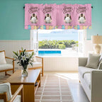 Pink Easter Curtain Valances for Windows, Kitchen Valance Window Treatment, Easter Bunny Eggs Spring Cartoon Farmhouse Wood Grain Light Filter Block Curtains for Bathroom/Bedroom/Living Room 42''x12''