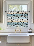 Sheer Curtains 54 Inch Length, Blue Beige Paw Print Semi Sheer Curtains Light Filtering Window Treatment, Vintage Farmhouse Country Wood Grain Privacy Voile Drapes for Living Room Bedroom 52x54 Inch