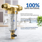 SimPure DC5S 40 Micron Spin Down Sediment Filter, Reusable Whole House Sediment Water Filter Softener with Siliphos Helps Prevent Scale and Corrosion, 1" MNPT + 3/4" FNPT + 3/4"MNPT, BPA Free