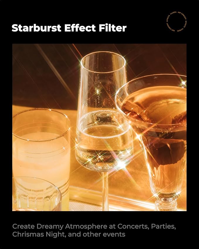 K&F CONCEPT 52mm Variable Star Filter Cross Screen Starburst Filter 4, 8 Points -18 Layer Coating Ultra Slim Optical Glas Camera Lens Filter with 3 Cleaning Cloth
