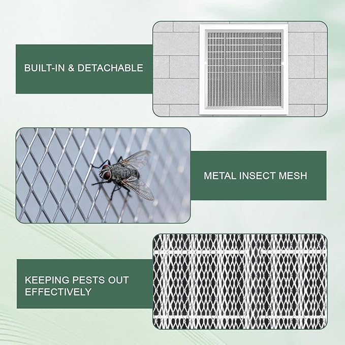 20"x20" Gable Vent - Premium Aluminum，Filter Screen for Removable, Ideal for Gables, Sheds, and Attics - Vent Opening 18"x18" - Boost Ventilation and Guard Against Moisture