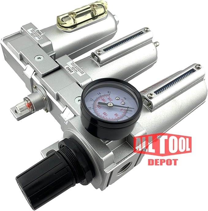 3/4" NPT HEAVY DUTY Industrial Grade Filter Regulator Coalescing Desiccant Dryer System For Compressed Air Lines, Metal Bowls, Great For Paint Spray And Plasma Cutter(MANUAL DRAIN)