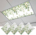 Fluorescent Light Covers for Ceiling Lights Sage Green Eucalyptus Leaves Magnetic Light Filters 4 Pack 4x2 ft Nature Leaf Plant Ceiling Lights Cover for Classroom Office School Home Drop Lamp Decor
