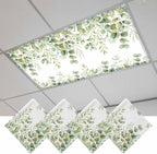 Fluorescent Light Covers for Ceiling Lights Sage Green Eucalyptus Leaves Magnetic Light Filters 4 Pack 4x2 ft Nature Leaf Plant Ceiling Lights Cover for Classroom Office School Home Drop Lamp Decor