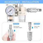 1/4 Inch Compressor Air Filter Pressure Regulator Water-Oil Trap Separator Filter with Lubricator Cup AC2010-02