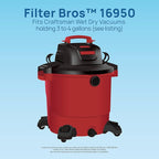 Filter Bros 16950 HEPA Replacement Filter Fits Craftsman Shop Vacuums 3-4 Gal