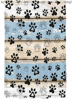 Sheer Curtains 63 Inch Length, Blue Beige Paw Print Semi Sheer Curtains Light Filtering Window Treatment, Vintage Farmhouse Rustic Wooden Grain Privacy Voile Drapes for Living Room Bedroom 52x63 Inch