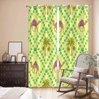 2 Panel Kitchen Cafe Curtains, Desert Sand Camels Sunlight Filtering Nature Air Through, Window Decor Tier Curtains for Living Room 104W x 96L inch Palm Trees Tropical Plants Polka Dot Yellow