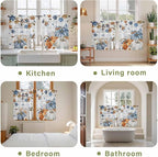 Thanksgiving Pumpkin Kitchen Curtains 45 Inch Long 2 Panel Set, Rod Pocket Window Treatment, Fall Maple Leaf Daisy Wooden Grain Light Filtering Short Curtains & Drapes for Bathroom Laundry 52"W x 45"L