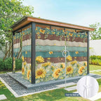 Sunflowers Outdoor Curtains for Patio Summer Floral Eucalyptus Leaves Vintage Wood Waterproof Outside Curtains with Grommet Top Weatherproof Curtain for Cabana Pergola Gazebo, 2 Pack, 54" W x 84" L