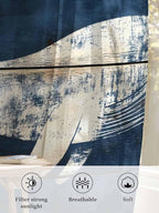 Sheer Curtains 54 Inch Length, Ocean Whale Blue Semi Sheer Curtains Light Filtering Window Treatment, Summer Sea Vintage Wooden Grain Privacy Voile Drapes for Living Room Bedroom 52x54 Inch