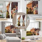 Farm Pig Bathroom Curtains 63 Inch Length, Window Curtains Tab Top, Farmhouse Barn Funny Animals Butterfly Light Filtering Window Treatments Drapes 52"x63" 2 Panel