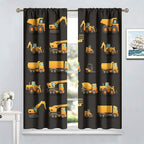 Kids Construction Window Curtains, Construction Machinery Equipment Mode of Transport Bulldozer Tractor Windows Curtain for Children Teens Room Decor 84x84in (30% Blackout)