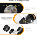 Astromania Telescope Accessory Set 12 Piece, 2 Inch Eyepiece and Filter Accessory Kit, 3pcs Kellner Telescope Eyepieces, 5pcs Colored Filters, Barlow Lens 2X ED, 2 Inch Diagonals & Sturdy Carry Case