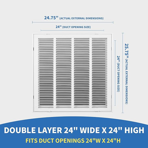 24x24 Return Air Grille [Duct Opening Size],Return Air Vent Cover for Wall Or Ceiling,Steel Return Air Filter Grilles Removable Face/Door for 1 Inch Filters (24"W x 24"H [Duct Opening])