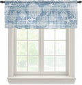Haze Blue Retro Summer Sheer Valance Curtains, Sea Turtle Starfish Coral Ocean Light Filtering Kitchen Valances Rod Pocket Voile Curtain Window Treatment for Bedroom/Living Room/Basement 54Wx18L