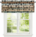 Dog Paws Valances for Windows, Teal Brown Wood Grain Kitchen Valance Light Filtering Rod Pocket Short Curtains for Kitchen Bathroom, 1 Panel, 60"x14"