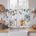 Fall Blue Maple Kitchen Curtains 54 Inch Long 2 Panel Set,Rod Pocket Window Curtains Panels,Thanksgiving Pumpkins Daisy Country Leaves Drapery Draperies for Bathroom Bedroom 52"W x 54"L