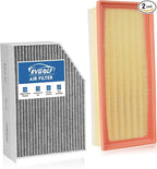 Engine+Cabin Air Filters Fit for 2009-2016 Audi A4, 2009-2016 A4 Quattro, 2013-2016 Audi A4 allroad Engine Air Filter Replacement Automotive Accessories CF11179 CA10522