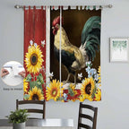 Chicken Sunflowers Living Room Curtains 96 Inch Length, Window Curtains Tab Top, Farmhouse Animals Red Barn Bees Light Filtering Window Treatments Drapes 52"x96" 2 Panel