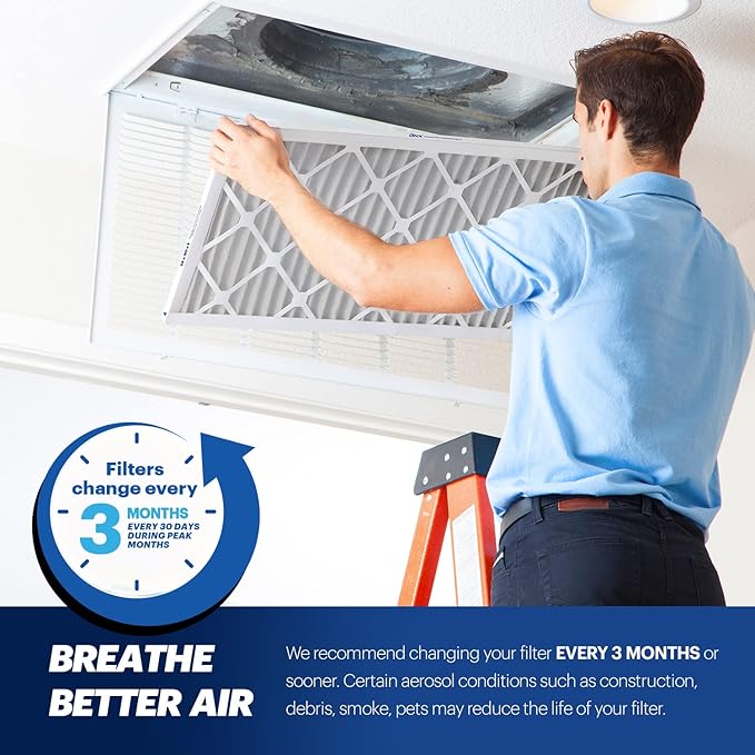 BNX TruFilter 14x25x1 Air Filter MERV 13 (6-Pack) - MADE IN USA - Electrostatic Pleated Air Conditioner HVAC AC Furnace Filters for Allergies, Pollen, Mold, Bacteria, Smoke, Allergen, MPR 1900 FPR 10