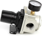 SNS Air Compressor Pressure Regulator With Bracket and Gauge Female Thread 1'' NPT 0-150 PSI Adjustable AR5000-N10