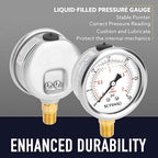 2-1/2" Dial Size, 0-30 Psi Low Pressure Gauge, Glycerin Liquid Filled, 1/4" NPT Lower Mount, Stainless Steel Case, for Water Tank, Pool Sand Filter, Coolant, CO2, Oil, Gas Pressure Test