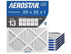 Aerostar 20x25x1 MERV 13 Air Filter, 6 Count, ACTUAL SIZE (19.75 x 24.75 x 0.75), HVAC, Air Conditioning & Furnace Filter for Allergies, Dust, Pet Dander & Smoke (MPR 1500 / FPR 10), Made in USA