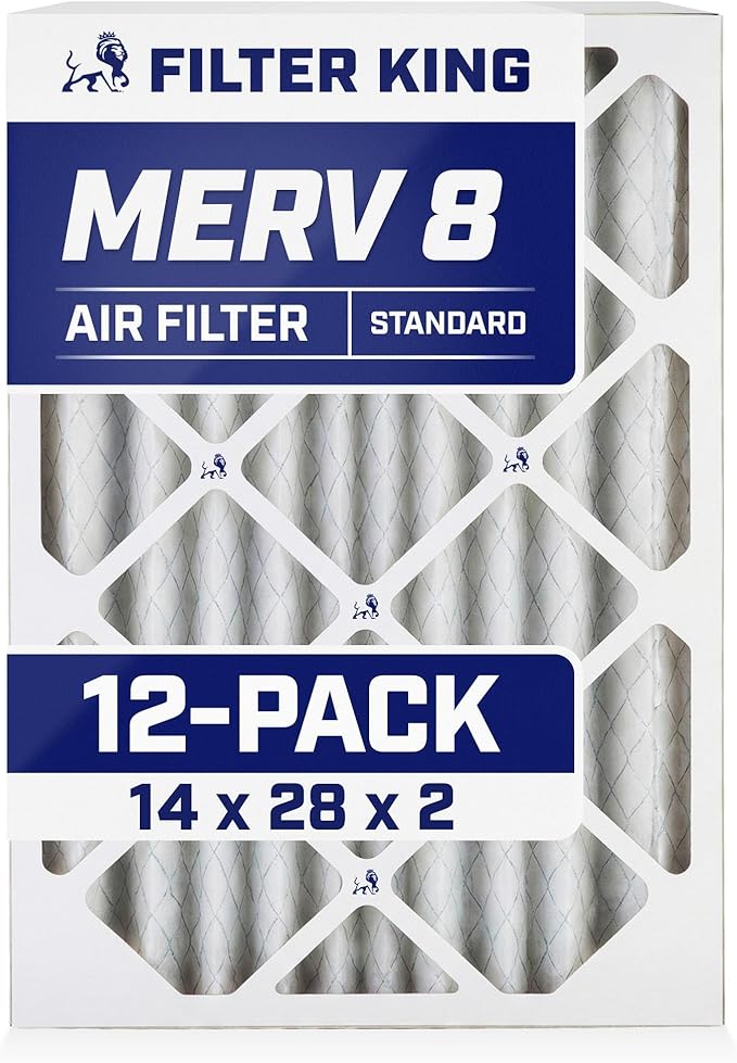Best 14x28x2 Air Filters | 12 Pack | MERV 8 HVAC Pleated AC Furnace Filters, Protection Against Mold and Pollen, Allergen Reduction, Increases Air Quality