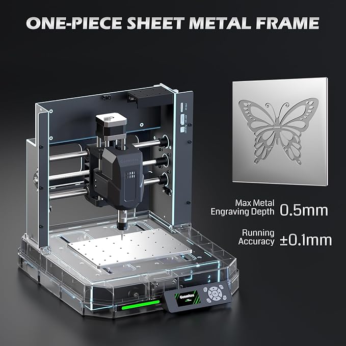 Genmitsu Cubiko CNC Router Machine with Enclosure, PCB Milling Machine, Smart Desktop CNC with Auto Z-Probing, WiFi & APP Supported, Great for Polishing, Drawing, Woodworking