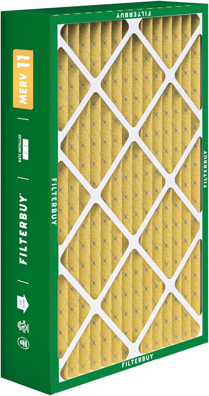 Filterbuy 15.75x27.63x3.50 Air Filter MERV 11 Superior Pet & Allergy Defense (3-Pack), Pleated HVAC AC Furnace Filters for AprilAire Space-Gard 104 & 2140 (Actual Size: 15.69 x 27.56 x 3.50)