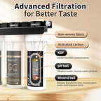 Water Filter for Sink with Faucet, 3-Stage Deep Filtration, Reduce Heavy Metals/Chlorine/PFAS/Odor/Sediment, NSF/ANSI 42&53 Improve Taste, Life Indication Mineral pH+ Under Sink Water Filter