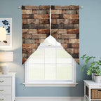 Western Barn Door Swag Valances for Windows, Vintage Farmhouses Wooden Door Brown Rod Pocket Kitchen Curtains Valance, Kitchen Window Curtains Swag for Cafe Bathroom Living Room, 2 Panels, 36x63 inch