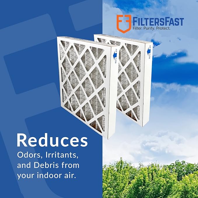Filters Fast 20x25x2 Pleated Air Filter Merv 8, 2” AC Furnace Air Filters, Made in the USA, Actual Size 19.5x24.5x1.75, 6 Pack