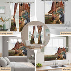 Farm Donkeys Bathroom Curtains 63 Inch Length, Window Curtains Tab Top, Farmhouse Barn Funny Animals Butterfly Light Filtering Window Treatments Drapes 52"x63" 2 Panel