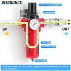 TAILONZ PNEUMATIC 0-150PSI 1/4 Inch NPT Aluminum Alloy Air Filter, Particulate Filter, Coalescing Filter, Desiccant Dryer and Air Regulator (Manual Drainage)