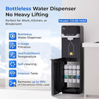 iSpring Bottleless Water Cooler Dispenser with 4-Stage Filtration, SGS-Tested 99% of PFAS, Lead, Chloramine Removal, Hot, Cold, Room Temp, Stainless Steel, Black, Model: DS4B-MAX