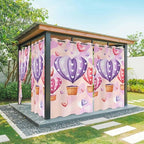 Hot Air Balloons Waterproof Outdoor Curtains for Patio,Windproof Weatherproof Curtains with Weighted Hem,Valentine's Day Watercolor Love Balloons Light Filtering Privacy Drapes 54"x 84" 2 Panels
