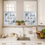 Texas Star Country Kitchen Curtains Set 3 Piece for Windows, Rod Pocket Valance and Tier Set 36 Inch Length, Blue Farmhouse Branches Light Filtering Cafe Curtains for Living Room Bathroom