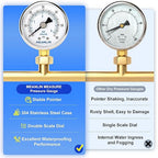 MEANLIN MEASURE 0~60Psi Dry Pressure Gauge Stainless Steel 1/8" NPT 2" FACE DIAL Waterproof for Pool Filter Pump Oil Air Compressor Tire Pressure Tester Lower Mount with 1/4" NPT and 3/8" NPT Hex Bush