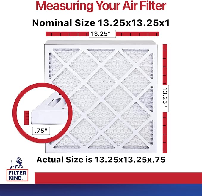 Filter King 13.25x13.25x1 Air Filter | 12-PACK | MERV 11 | HVAC Pleated AC Furnace Filters | MADE IN USA | Actual Size: 13.25 x 13.25 x .75"