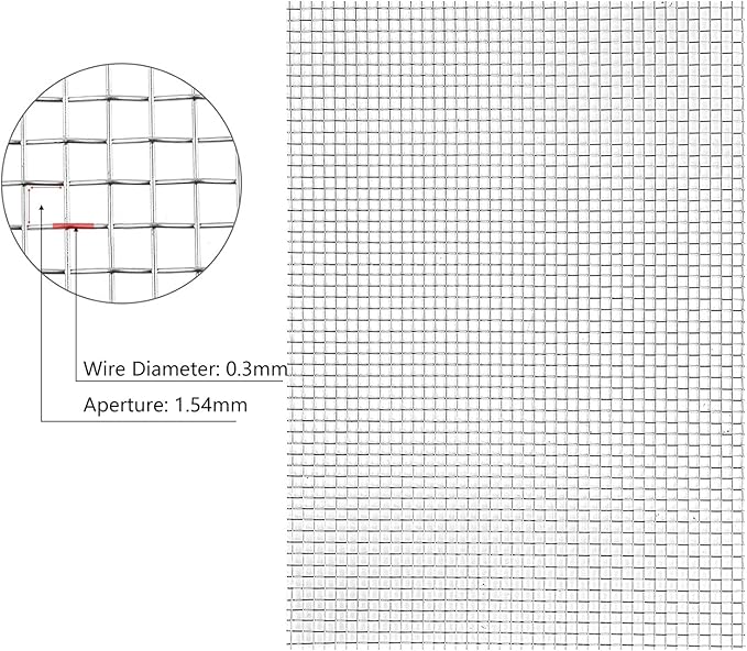 Stainless Steel Woven Wire Mesh Stainless Steel Woven Wire Mesh 14 Rodent Control Cage Net Garden Insect Screen Corrosion, Resistant Filter