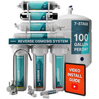 NU Aqua 7-Stage (12 Step Filtration) UV & Alkaline Under Sink Reverse Osmosis Water Filter System - 100 GPD RO Filtration & Remineralization - 100GPD Undersink - Home Kitchen Drinking Purifier