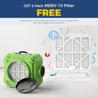 ALORAIR Air Scrubber with 3 Stage Filtration, Stackable Negative Air Machine for Industrial and Commercial Use, Heavy Duty Air Cleaner with MERV-10 Filter, HEPA/Activated carbon Filter, Green
