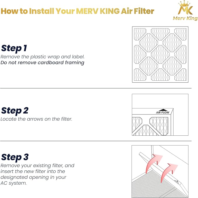 MervKing 16x20x1 Air Filter Actual Size: 15.7" x 19.7" x 0.75" MERV 11 MPR 1000-1200 | MADE IN USA | 6-Pack | Pleated HVAC AC Furnace Replacement