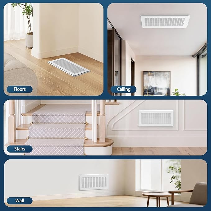 Magnetic Vent Covers with Vent Screen 7x11.3 Inch, White Mesh Vent Covers for Floor, Wall, Ceiling Air Vents to Block Dust, Pet Hair, Fits Standard HVAC Floor Registers in Home, RV, 3 Pack