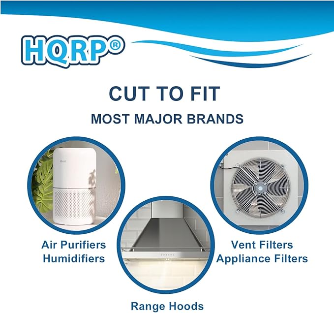 HQRP 1x Activated Carbon Filter Pad Cut To Fit Air Filter Roll for Improved Filtration - Universal Carbon Sheet for Air Purifier, Furnace, AC, Range Hood, 3D Printer, and Odor/VOC Control